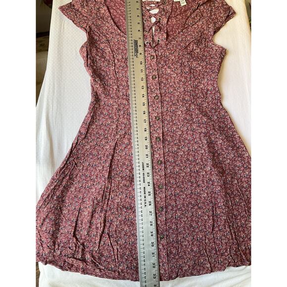 American Eagle Outfitters Women Dress M Mauve Floral Fit & Flare Cottagecore - Picture 8 of 11